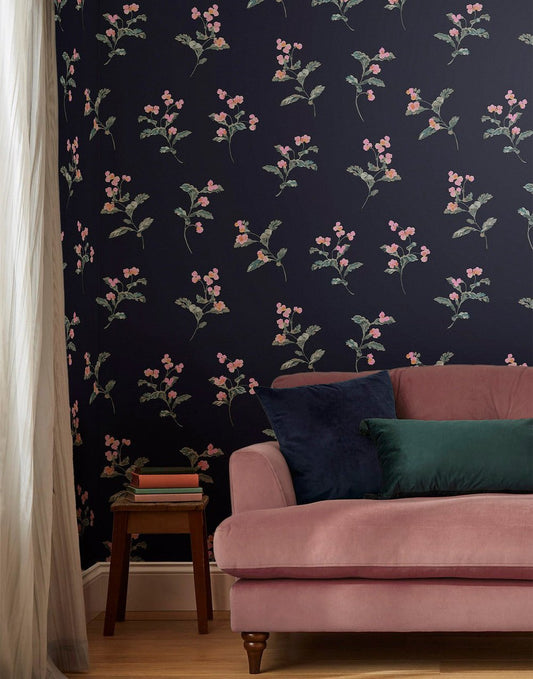 Swanton Floral Wallpaper - Midnight Navy - Joules - 118564 - Premier Wallcovering