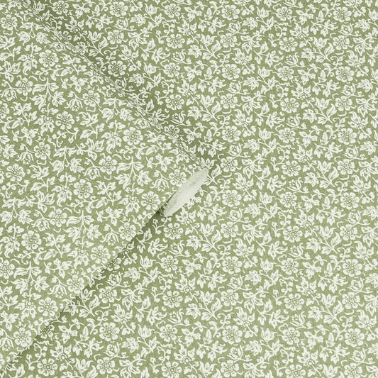 Sweet Alyssum Wallpaper - Moss Green - Laura Ashley - 121077 - Premier Wallcovering