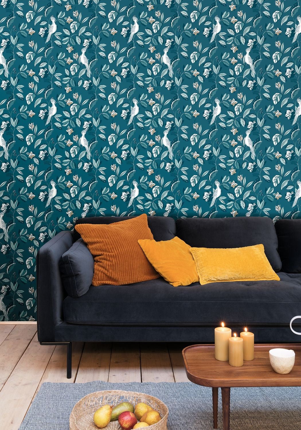 Sweet Feathers Wallpaper - Teal Blue - Caselio - 102626127 - Premier Wallcovering