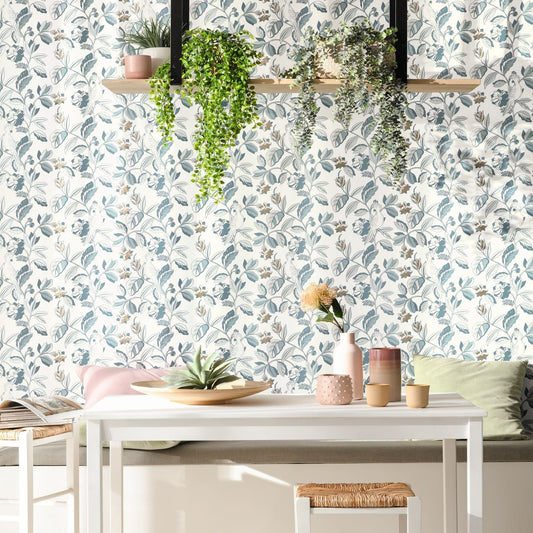 Sweet Feathers Wallpaper - Smoke Blue - Caselio - 102626023 - Premier Wallcovering