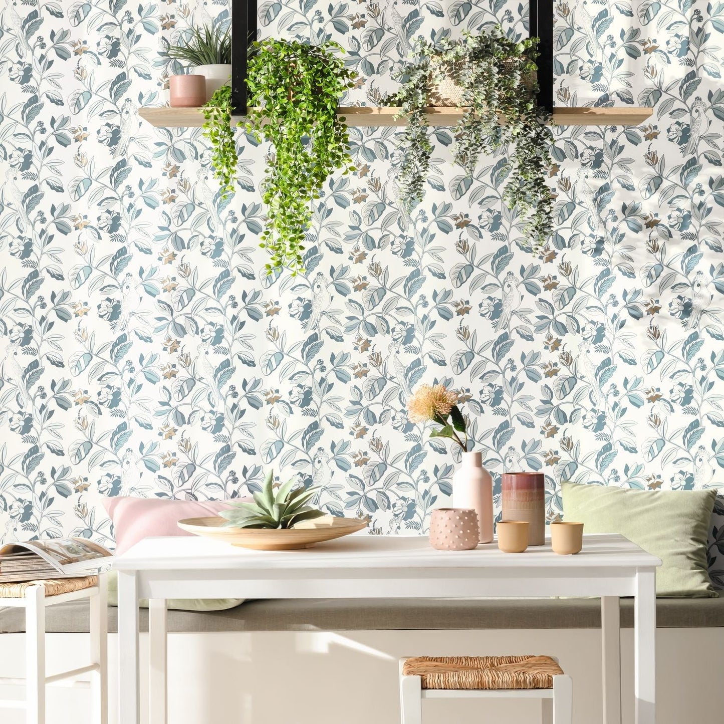 Sweet Feathers Wallpaper - Smoke Blue - Caselio - 102626023 - Premier Wallcovering