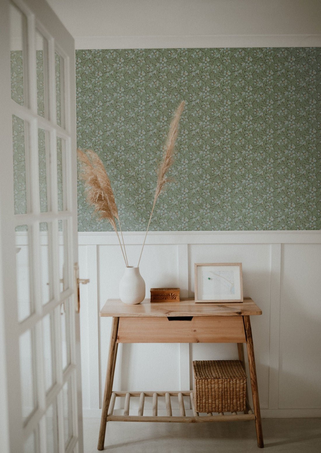 Sweet India Wallpaper - Blue & Green - Summer Gray - Premier Wallcovering