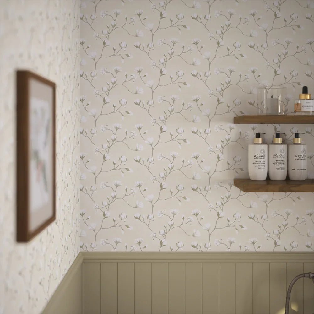 Sweet Magnolia Wallpaper - Linen Cream - LAN100049 - Lucie Annabel - Premier Wallcovering