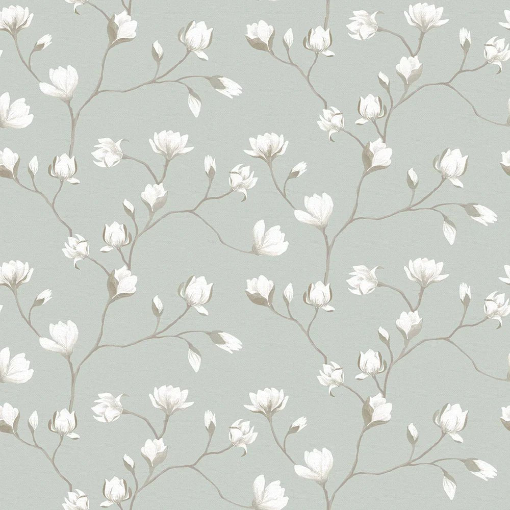 Sweet Magnolia Wallpaper - Sage Green - LAN100050 - Lucie Annabel - Premier Wallcovering