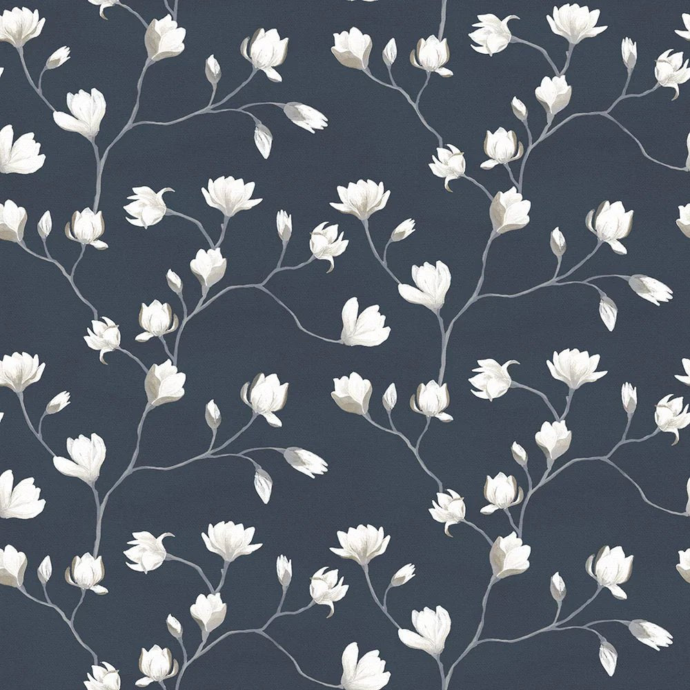 Sweet Magnolia Wallpaper - Classic Navy - LAN100052 - Lucie Annabel - Premier Wallcovering