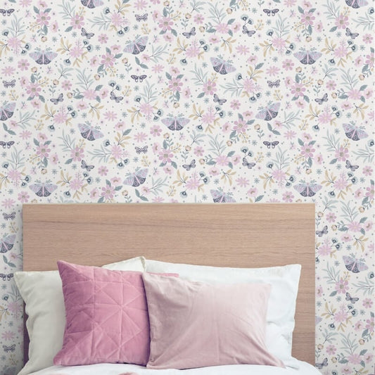 Sweet Meadow Metallic Wallpaper - Pink - Muriva - M58103 - Premier Wallcovering