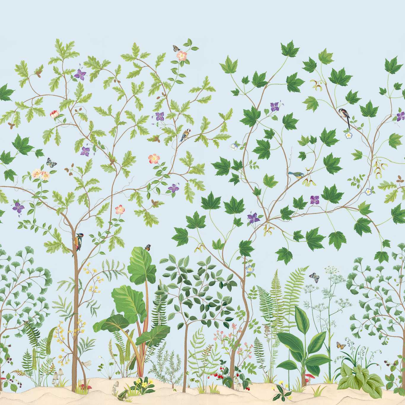 Sycamore and Oak Wallpaper - Sky Blue - DABW217212 - Sanderson - Premier Wallcovering
