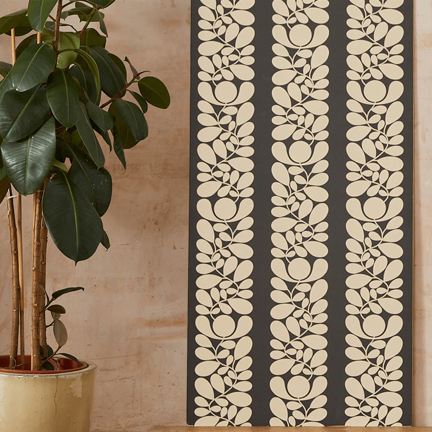 Sycamore Stripe Wallpaper - Black - Orla Kiely - 23SHSYMWLPDS-0010 - Premier Wallcovering
