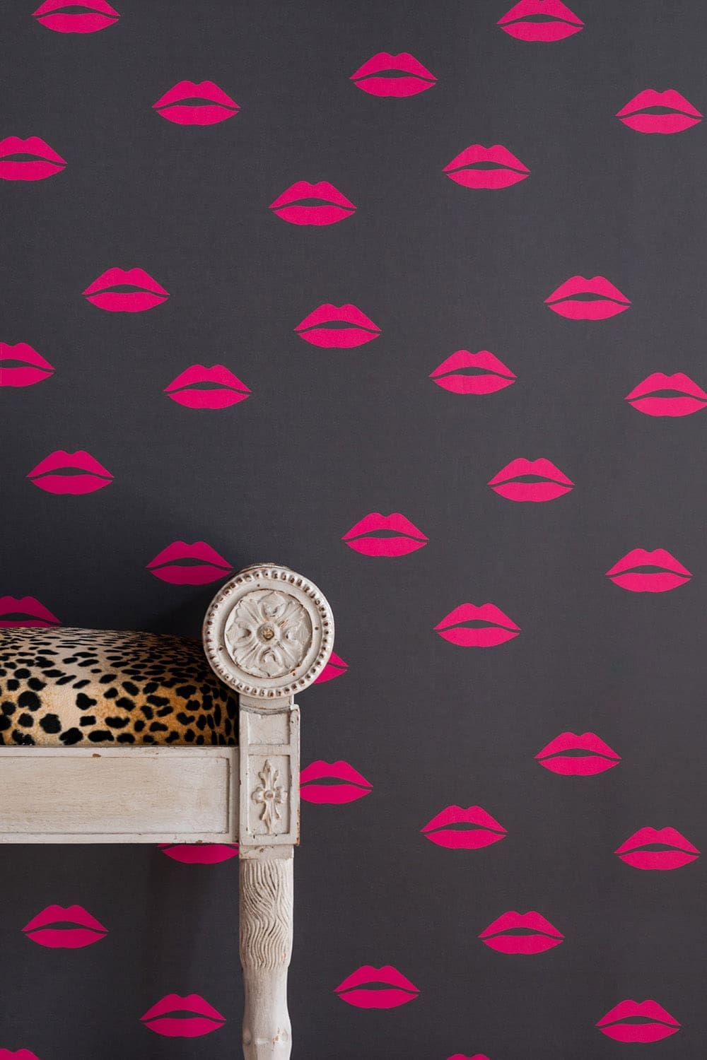 Tabitha Webb Wallpaper - Hot Pink on Grey - BG/TW02/02 - Barneby Gates - Premier Wallcovering