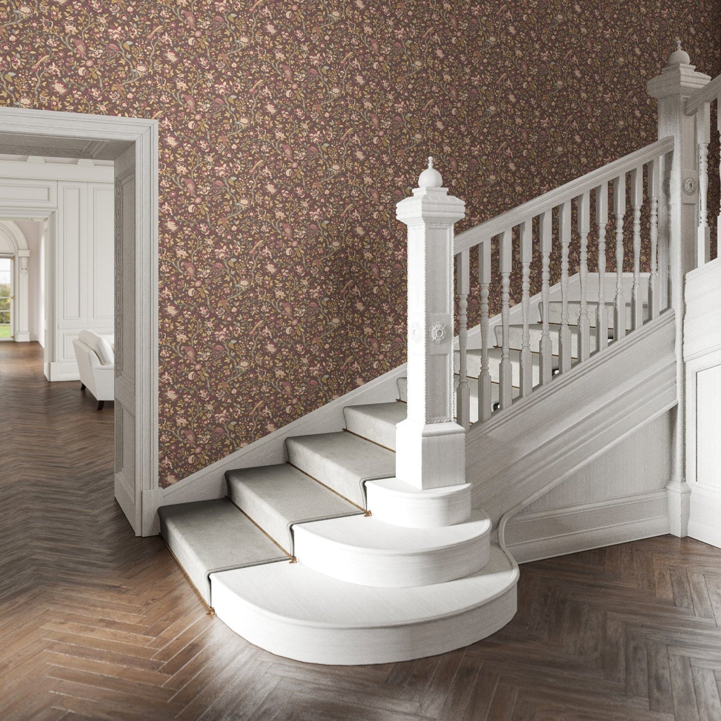 Tabley Wallpaper - Mulberry - Warner House - Premier Wallcovering