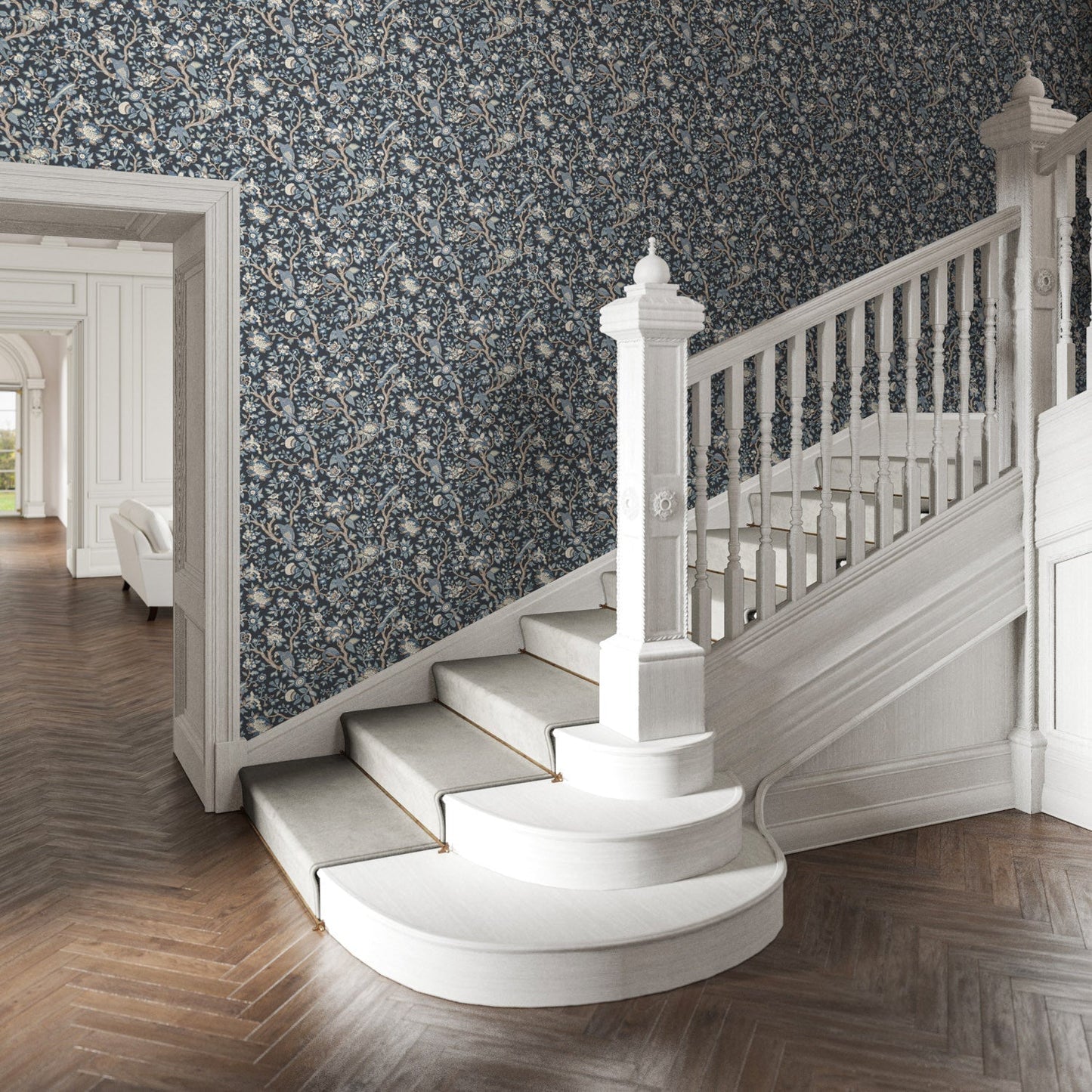 Tabley Wallpaper - Midnight - Warner House - Premier Wallcovering