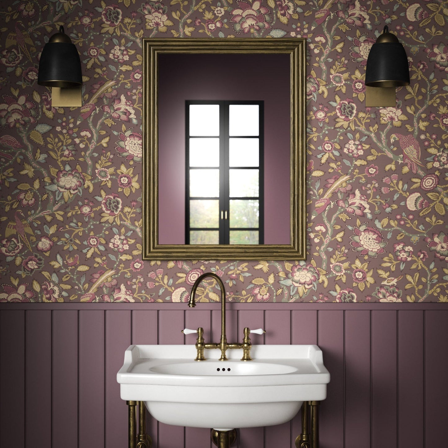 Tabley Wallpaper - Mulberry - Warner House - Premier Wallcovering