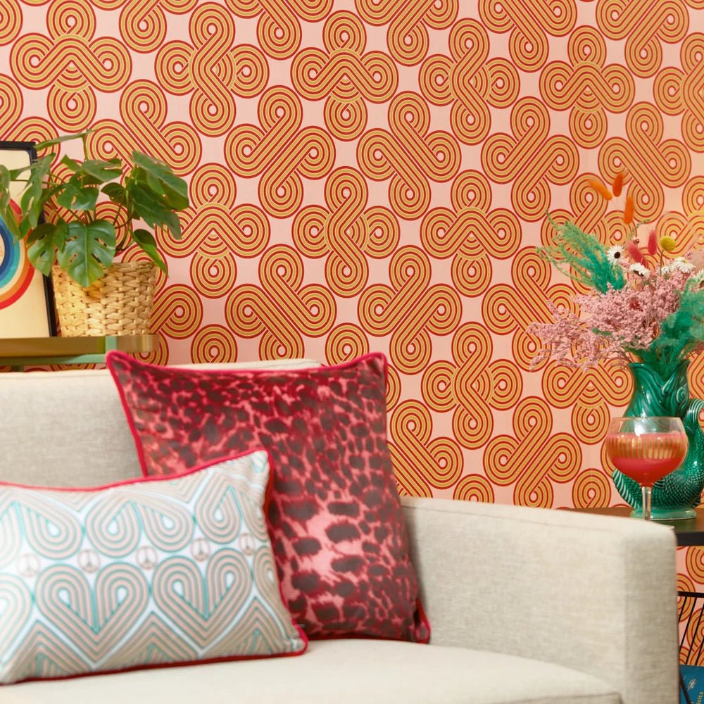 Take The Biscuit Wallpaper - Mustard & Red on Pink Lemonade - Lust Home - LH900514 - Premier Wallcovering