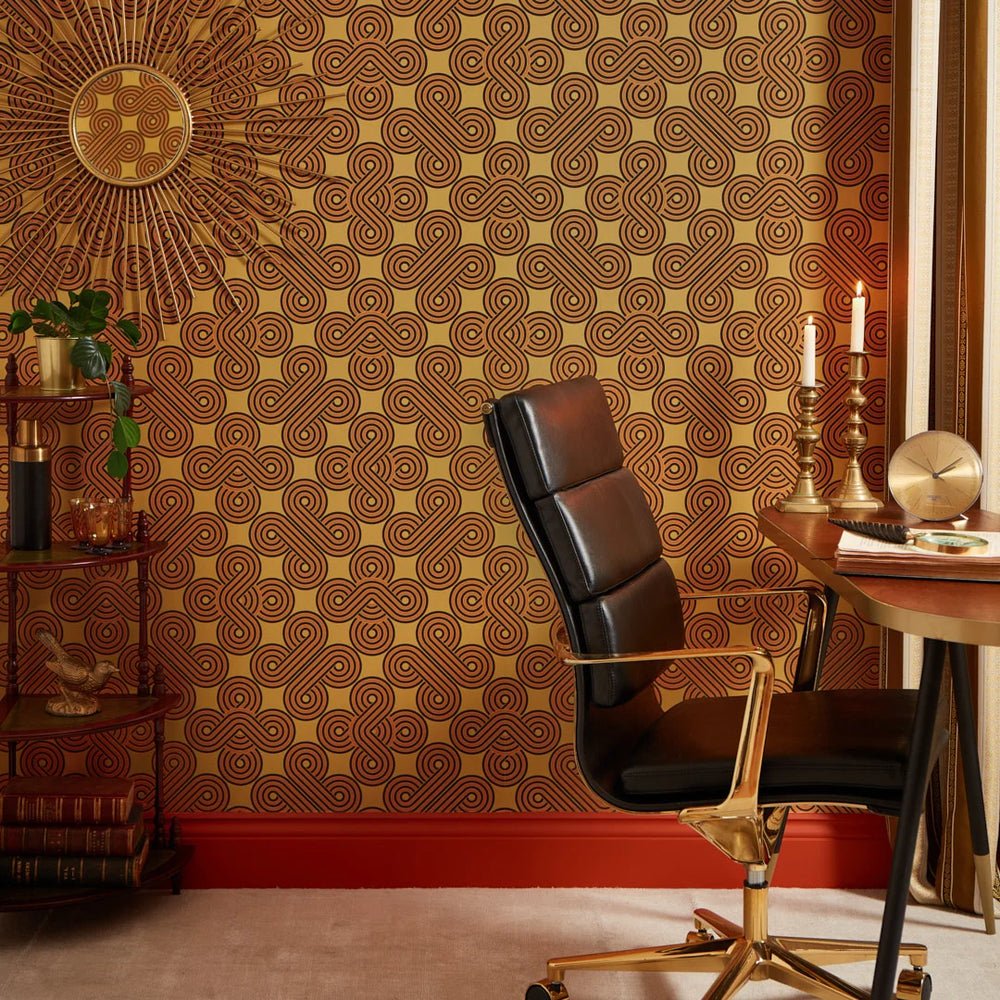 Take The Biscuit Wallpaper - Earthy Orange & Chocolate on Harvest Gold - Lust Home - LH900515 - Premier Wallcovering