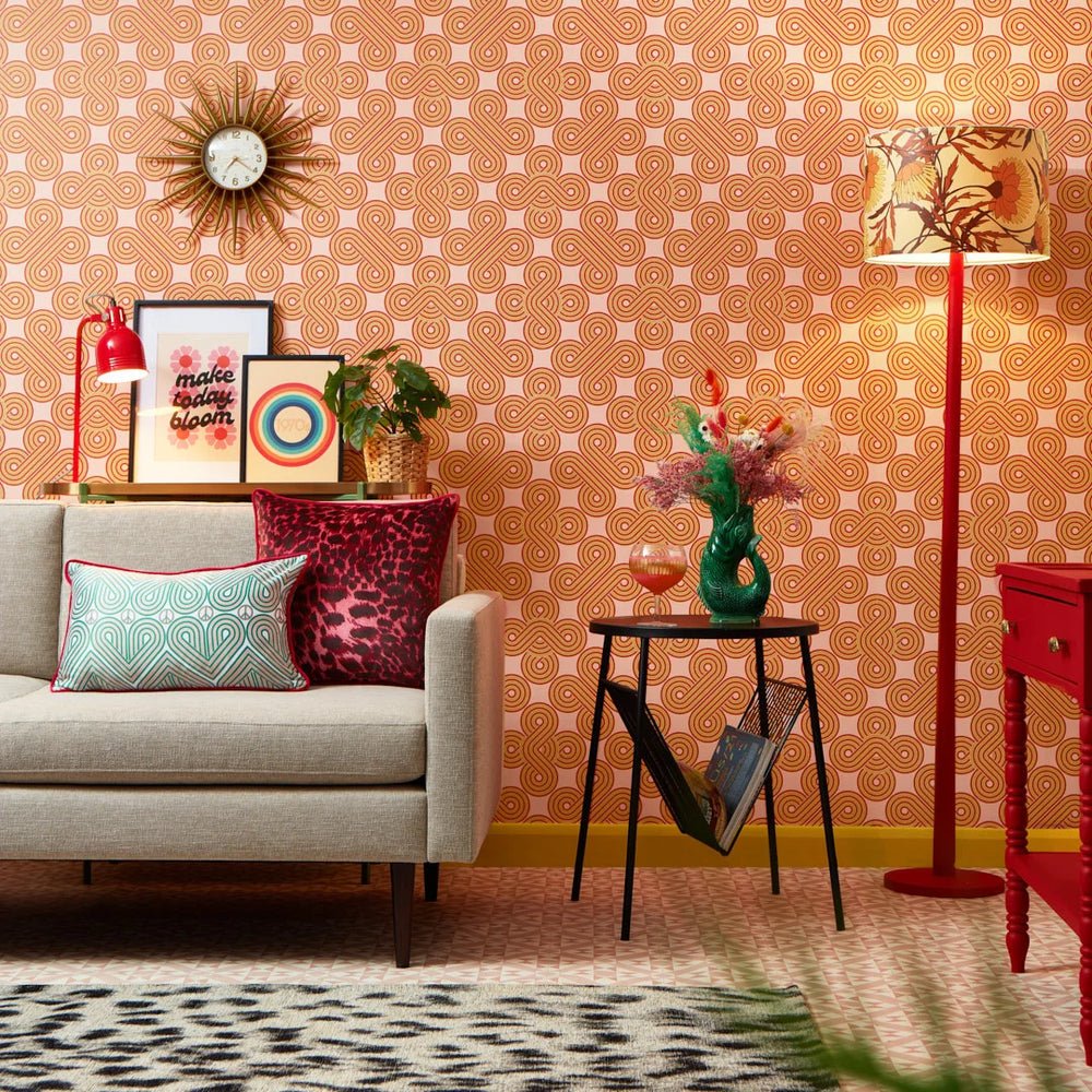 Take The Biscuit Wallpaper - Mustard & Red on Pink Lemonade - Lust Home - LH900514 - Premier Wallcovering
