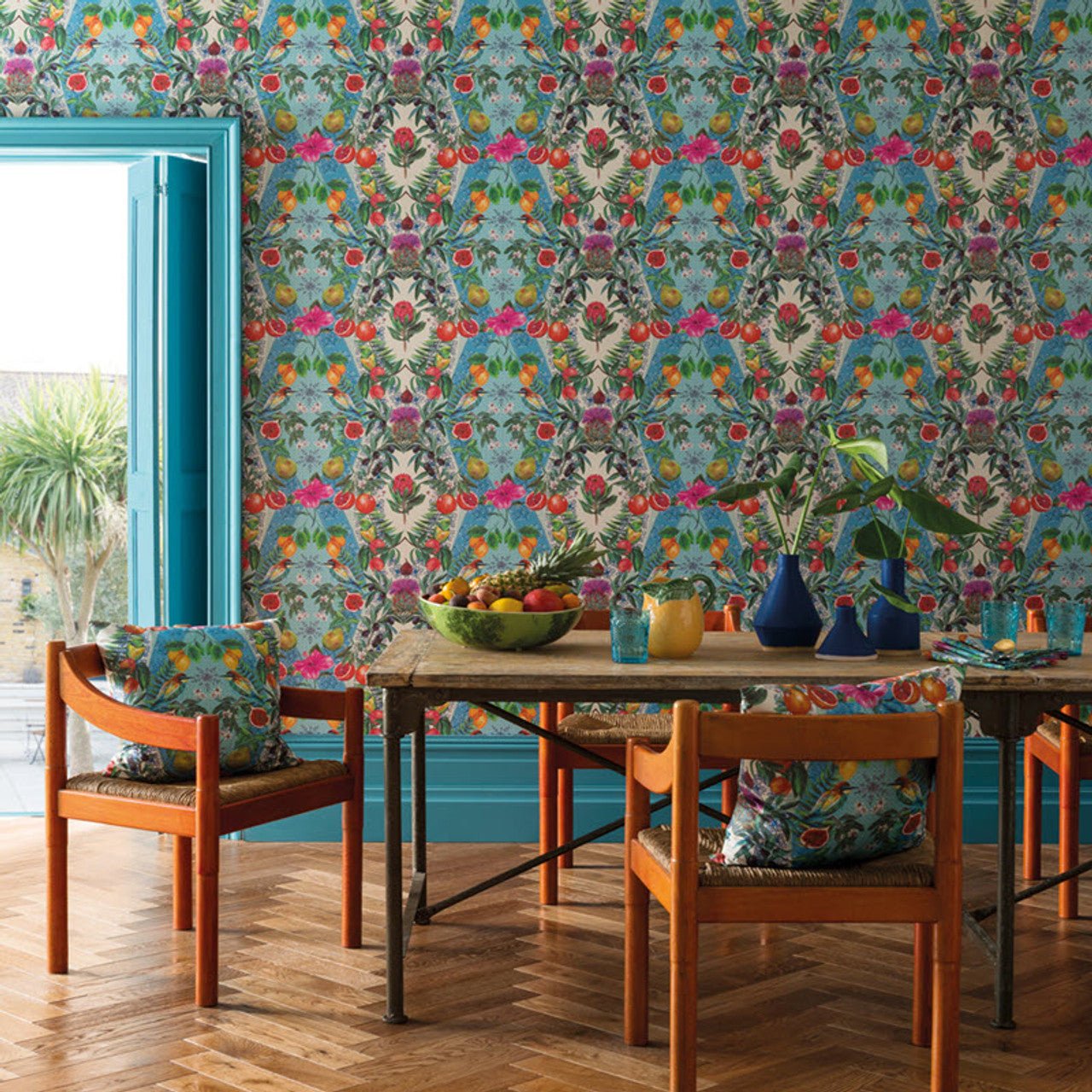 Talavera Wallpaper - Persian Blue/ Turquoise - Matthew Williamson - W7263-01 - Premier Wallcovering