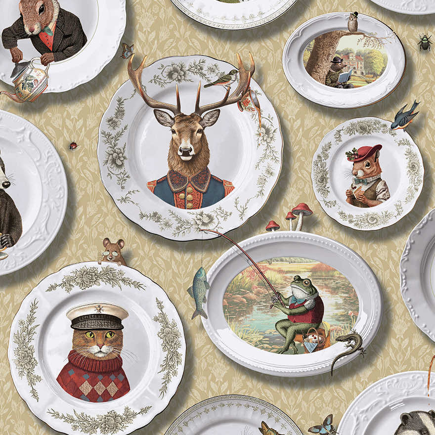 Tales of the Manor Wallpaper - Ochre - Holden Décor - 91960 - Premier Wallcovering