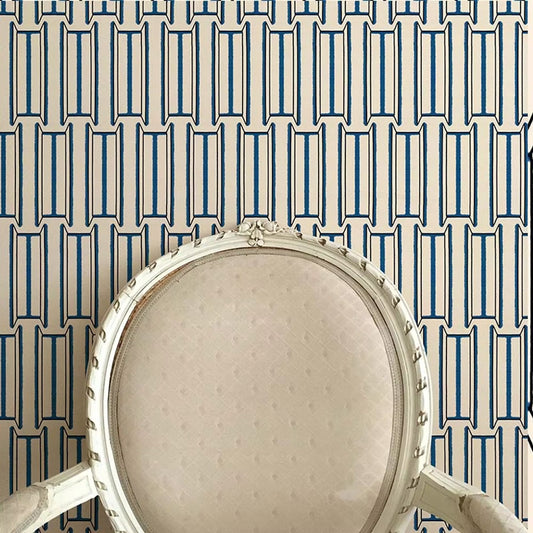 Tangier Wallpaper - White and Blue - Ottoline - W/TAN/101/1 - Premier Wallcovering
