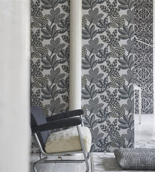 Tanjore Wallpaper - Graphite - PDG1129/01 - Designers Guild - Premier Wallcovering