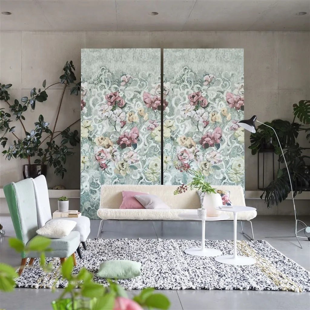 Tapestry Flower Wallpaper - Eau de Nil - PDG1153/03 - Designers Guild - Premier Wallcovering