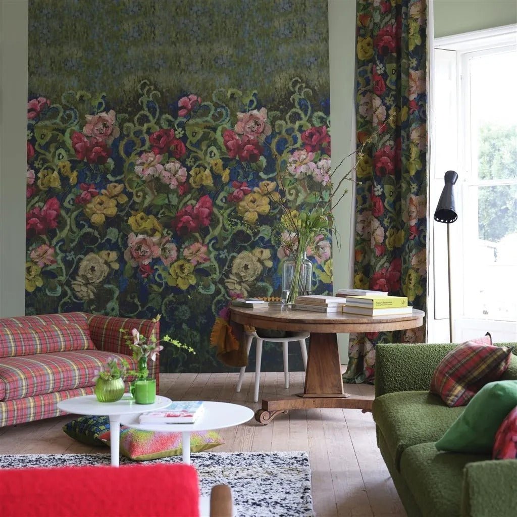 Tapestry Flower Wallpaper - Vintage Green - PDG1153/01 - Designers Guild - Premier Wallcovering