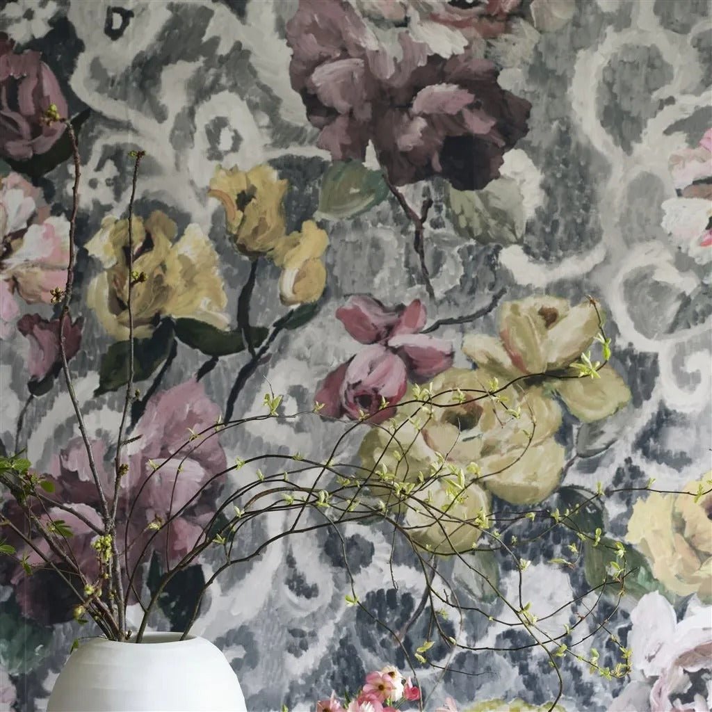 Tapestry Flower Wallpaper - Platinum - PDG1153/04 - Designers Guild - Premier Wallcovering