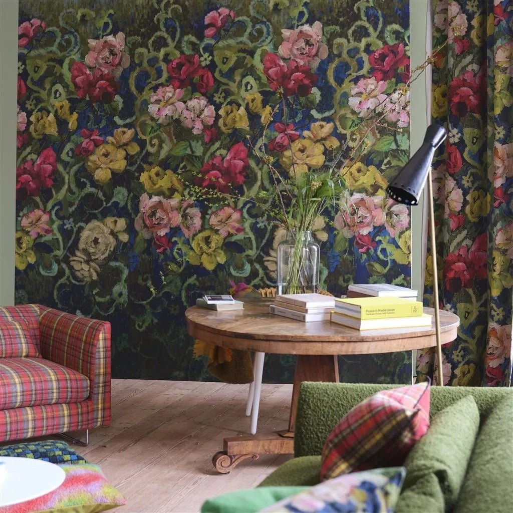 Tapestry Flower Wallpaper - Vintage Green - PDG1153/01 - Designers Guild - Premier Wallcovering