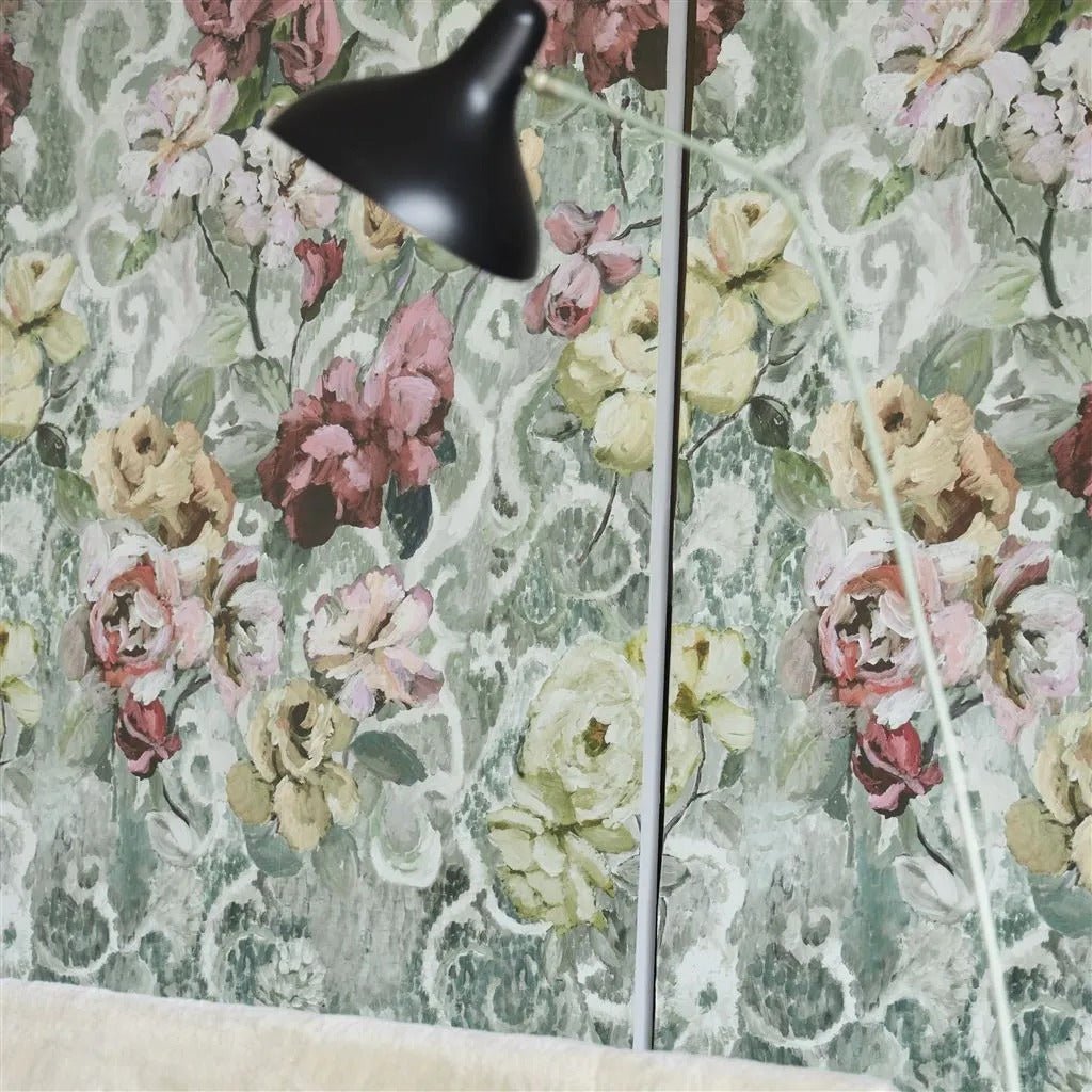 Tapestry Flower Wallpaper - Eau de Nil - PDG1153/03 - Designers Guild - Premier Wallcovering