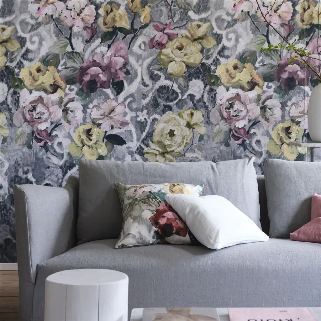 Tapestry Flower Wallpaper - Platinum - PDG1153/04 - Designers Guild - Premier Wallcovering