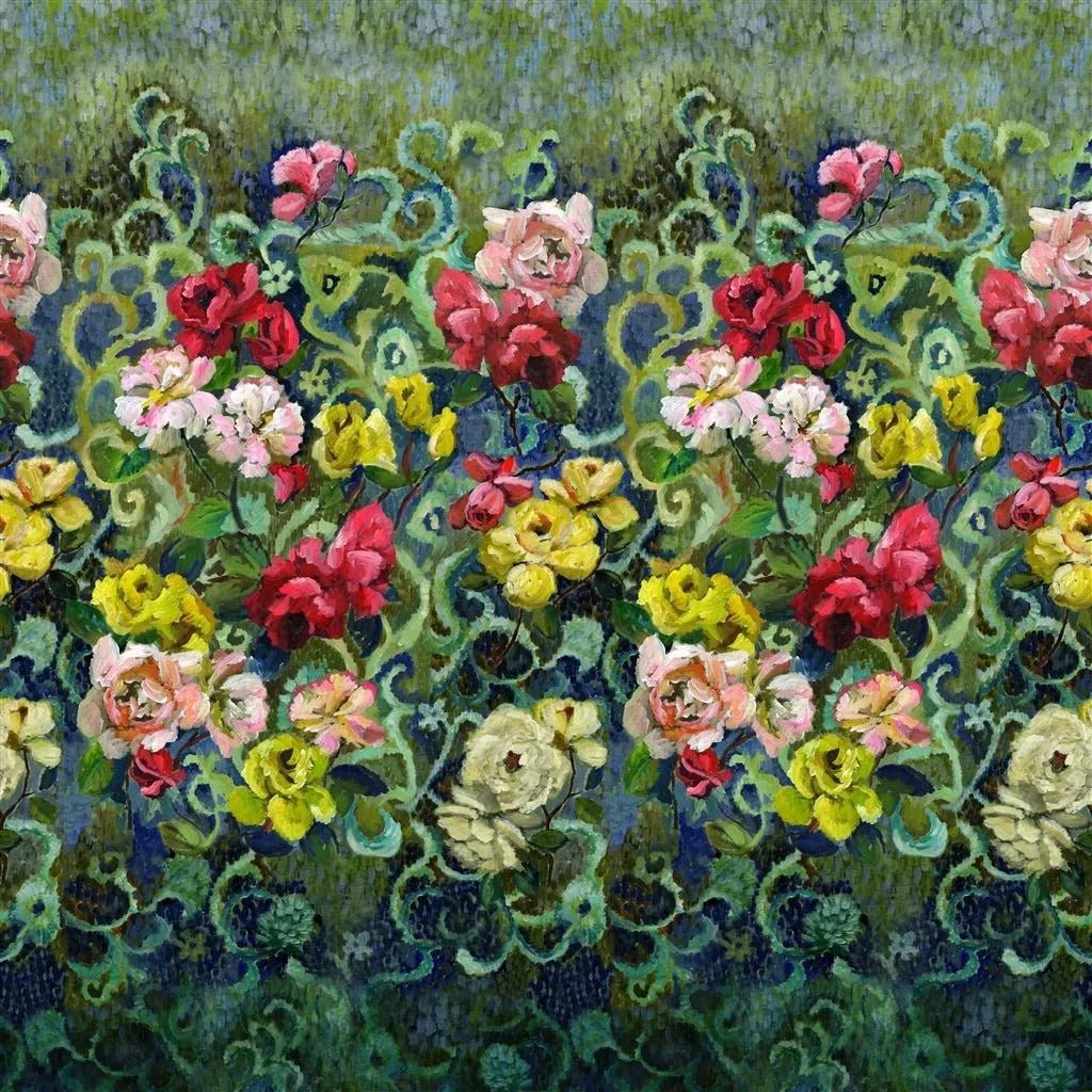 Tapestry Flower Wallpaper - Vintage Green - PDG1153/01 - Designers Guild - Premier Wallcovering