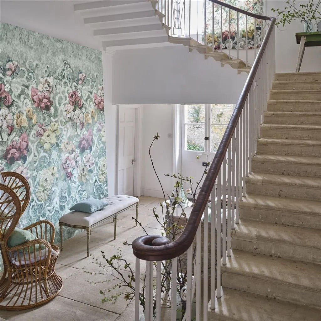 Tapestry Flower Wallpaper - Eau de Nil - PDG1153/03 - Designers Guild - Premier Wallcovering