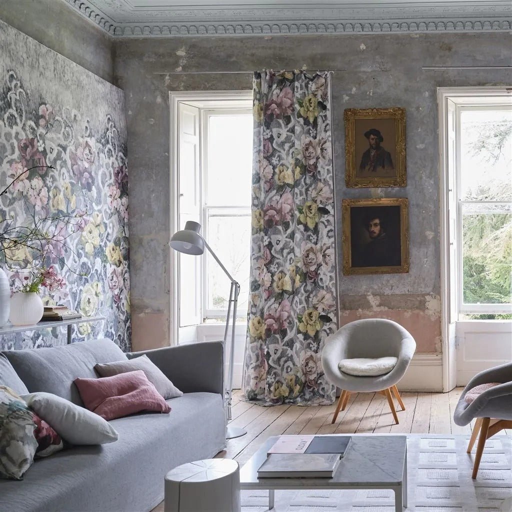 Tapestry Flower Wallpaper - Platinum - PDG1153/04 - Designers Guild - Premier Wallcovering