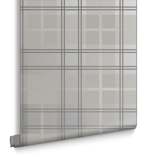 Tartan Wallpaper - Silver - Graham & Brown - 104722 - Premier Wallcovering