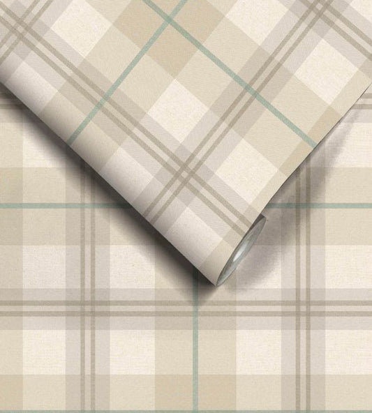 Tartanowski Wallpaper - Oat Latte - Woodchip & Magnolia - WM - 488 - 01 - Premier Wallcovering