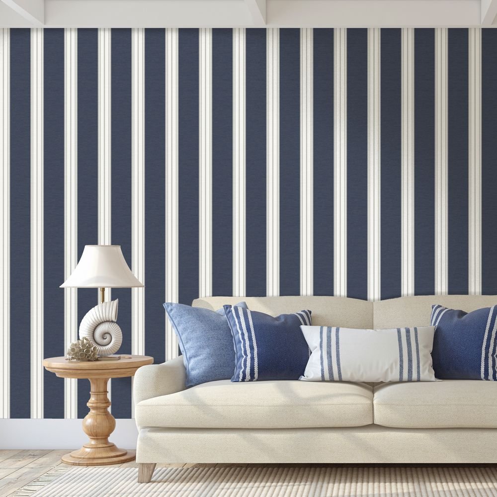Tatton Wallpaper - Navy - Timothy Wilman - TW2481 - Premier Wallcovering