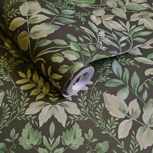 Tavira Wallpaper - Charcoal / Green - Holden Décor - 91693 - Premier Wallcovering