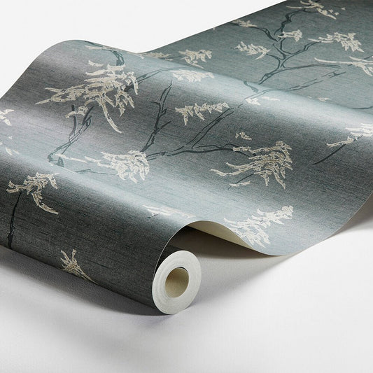 Temple Tree Wallpaper - Slate Blue - Boråstapeter - 3101 - Premier Wallcovering