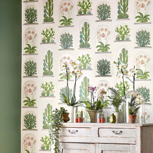 Terrariums Wallpaper - Botanical Green/Multi - Sanderson - DGLW216656 - Premier Wallcovering