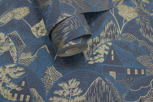 Teshio Wallpaper - Navy - Holden Décor - 65880 - Premier Wallcovering