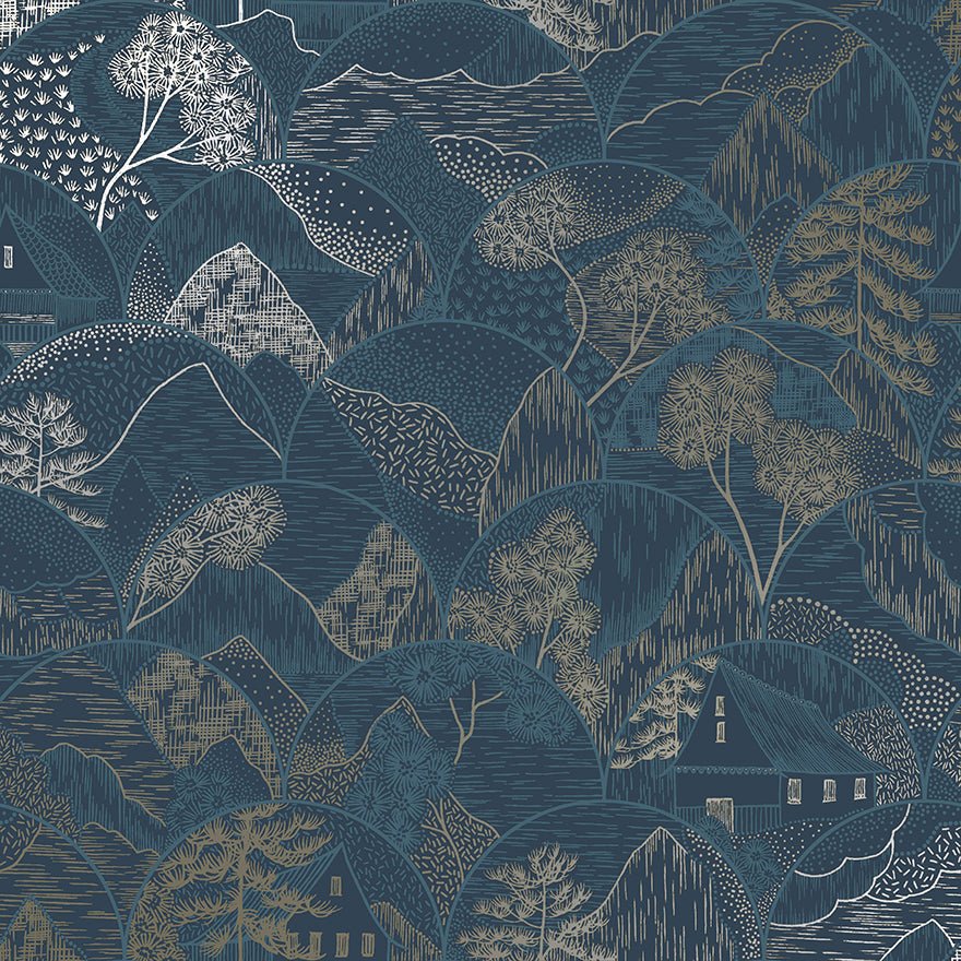 Teshio Wallpaper - Navy - Holden Décor - 65880 - Premier Wallcovering