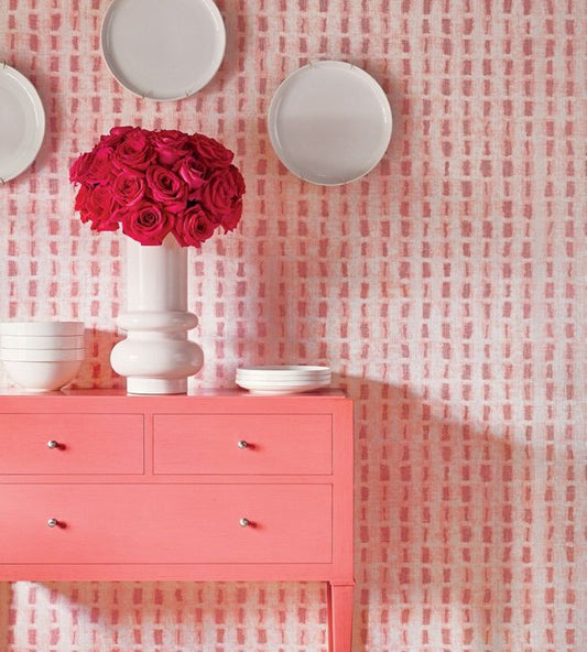 Tessuto Wallpaper - Pink - Thibaut - T10470 - Premier Wallcovering
