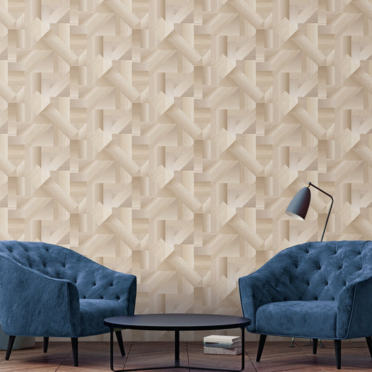 Texstyle Shape Shifter Wallpaper - Beige / Metallic ink - Galerie - G56623 - Premier Wallcovering