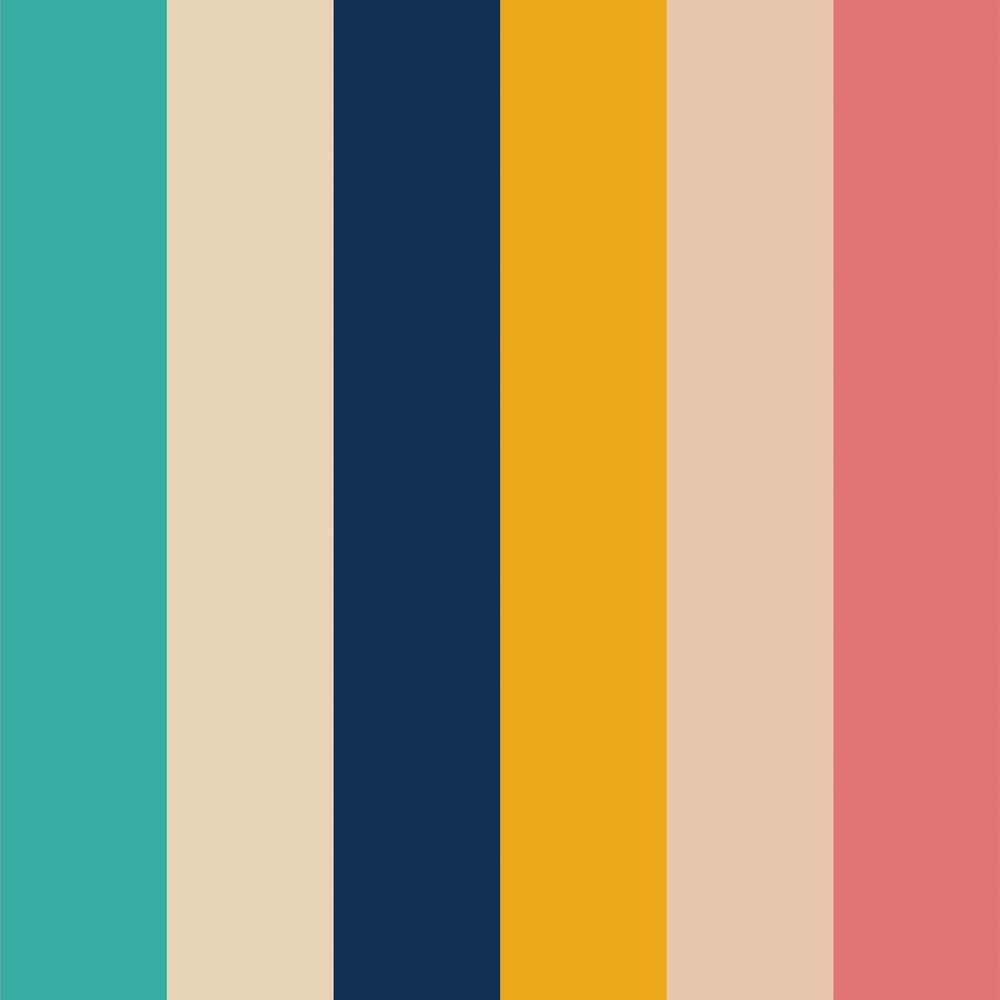 That 70's Stripe Wallpaper - Ochre, Rose Pink & Teal - Lust Home - LH900258 - Premier Wallcovering