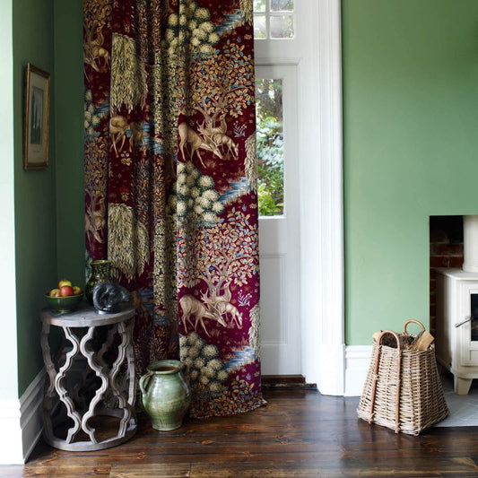 The Brook Velvet Fabric - Tapestry Red - Morris & Co - DCMF226699 - Premier Wallcovering