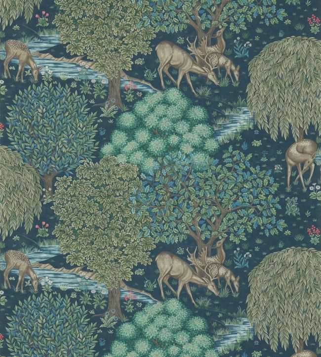 The Brook Wallpaper - Dark Blue - 214887 - Morris & Co - Premier Wallcovering