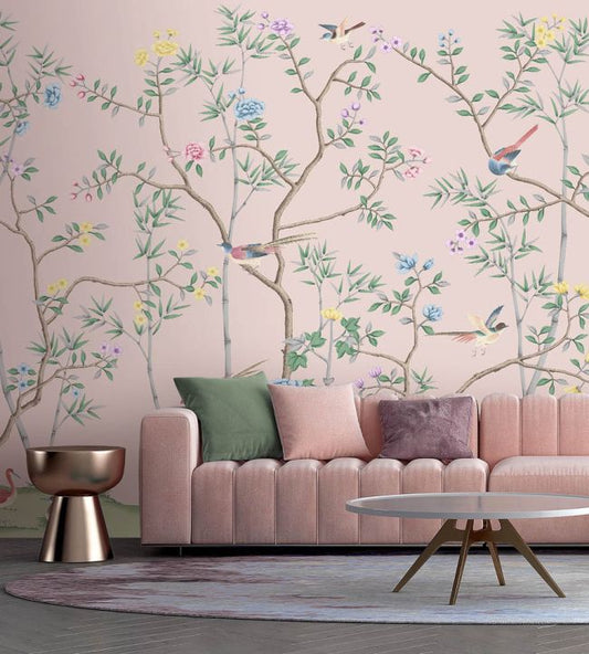 The Garden of Dreams Wallpaper - Mural - Magical Pink - Woodchip & Magnolia - WM - 398 - 07RM - Premier Wallcovering