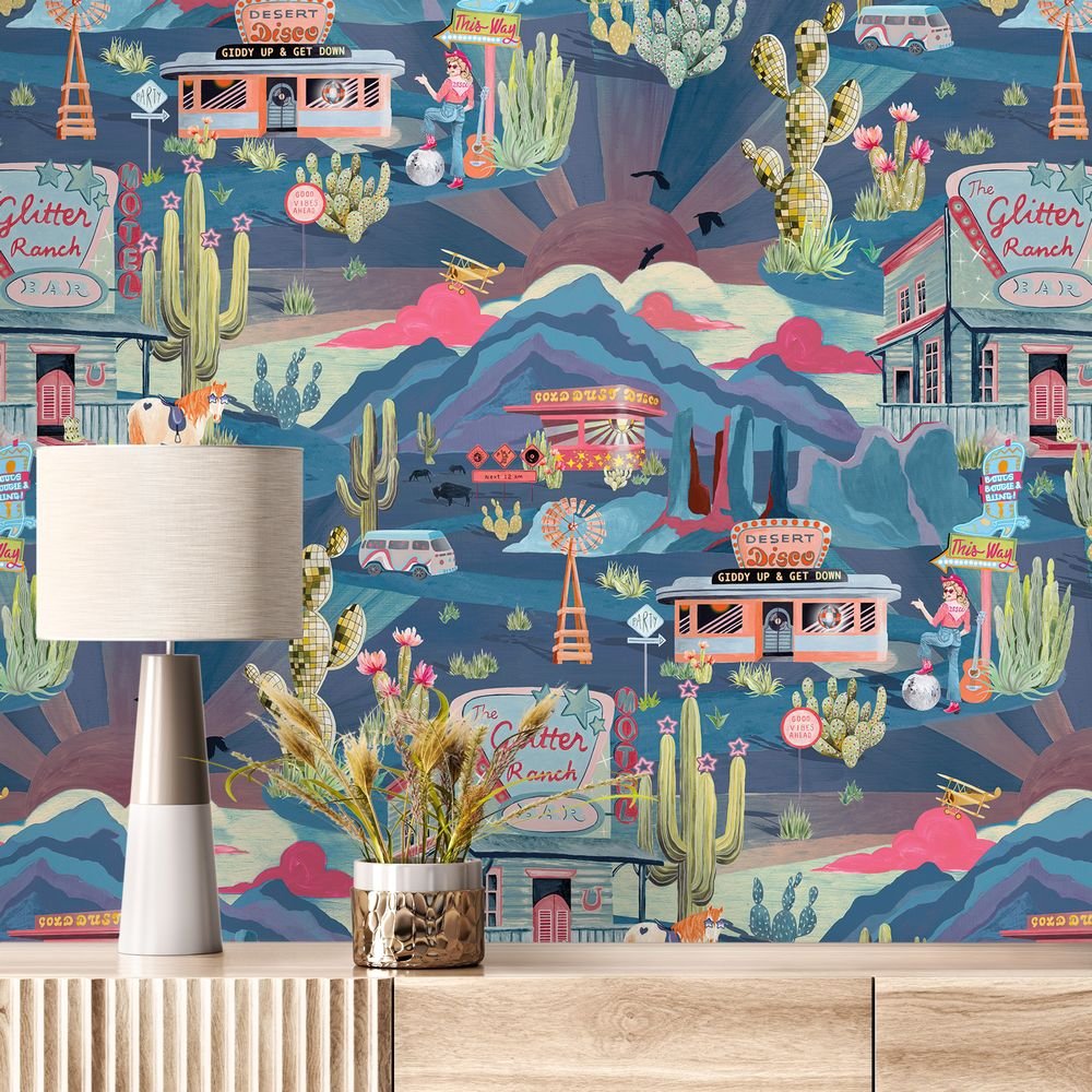 The Glitter Ranch Wallpaper - Dusk - Brand McKenzie - BMGI006/08B - Premier Wallcovering