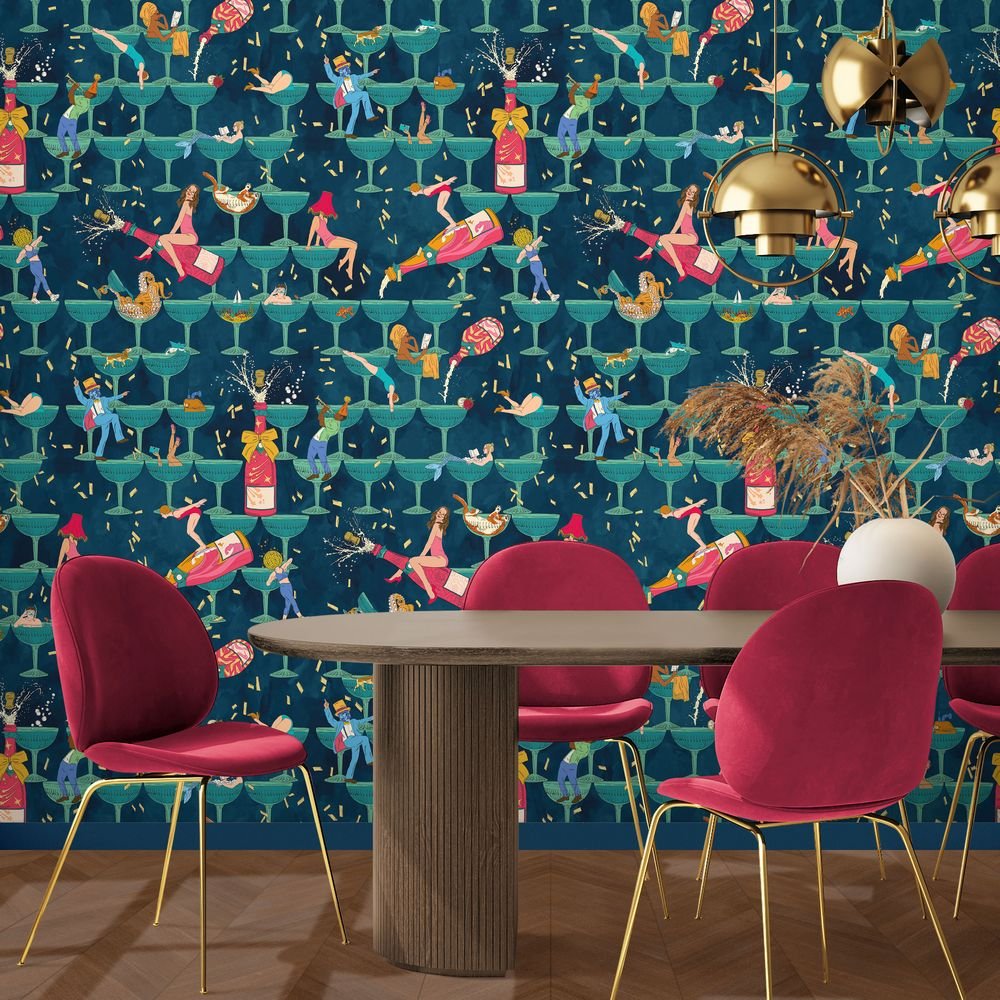 The Grand Pour Wallpaper - Velvet Sapphire - Brand McKenzie - BMGI006/09C - Premier Wallcovering