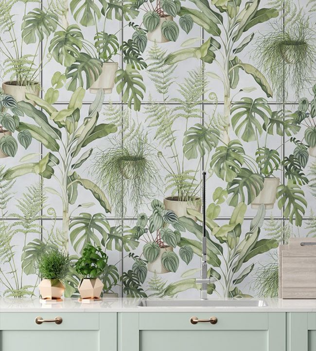The Green House Wallpaper - Sky Blue - Brand McKenzie - BMTD001/13A - Premier Wallcovering