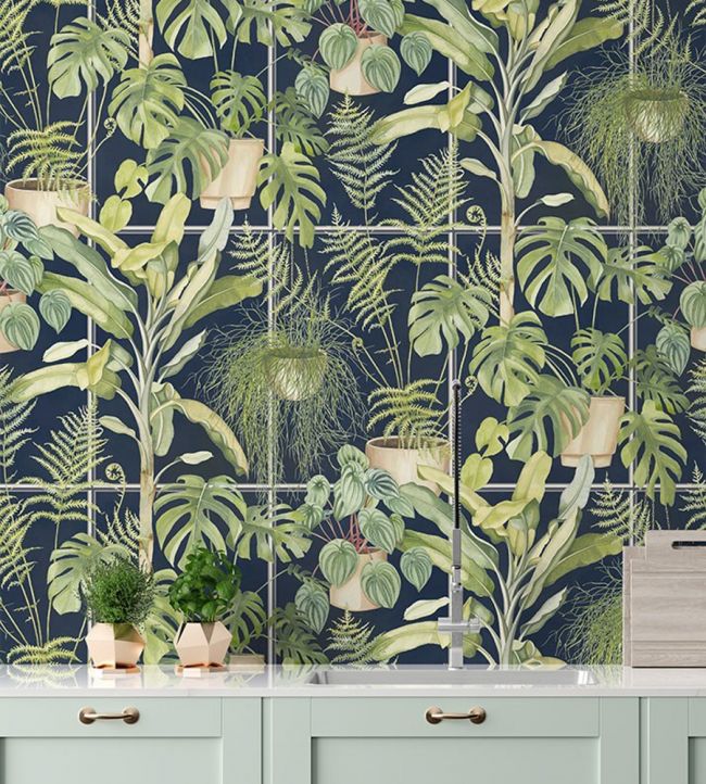 The Green House Wallpaper - Midnight Blue - Brand McKenzie - BMTD001/13C - Premier Wallcovering
